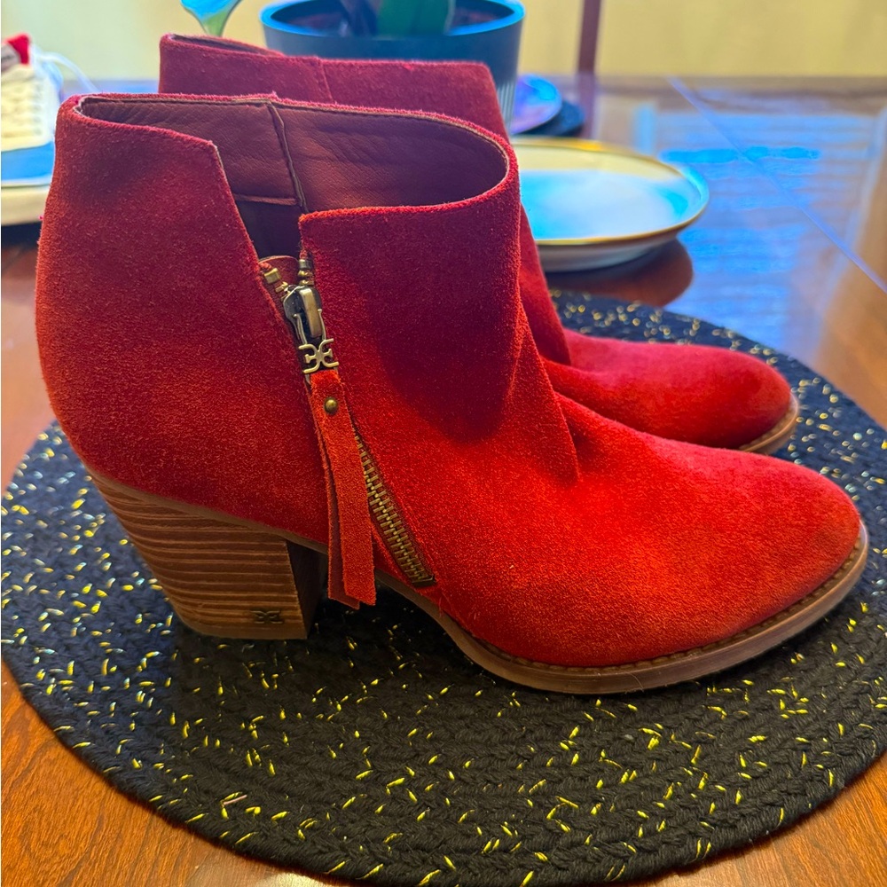 Sam Edelman Red Suede Booties